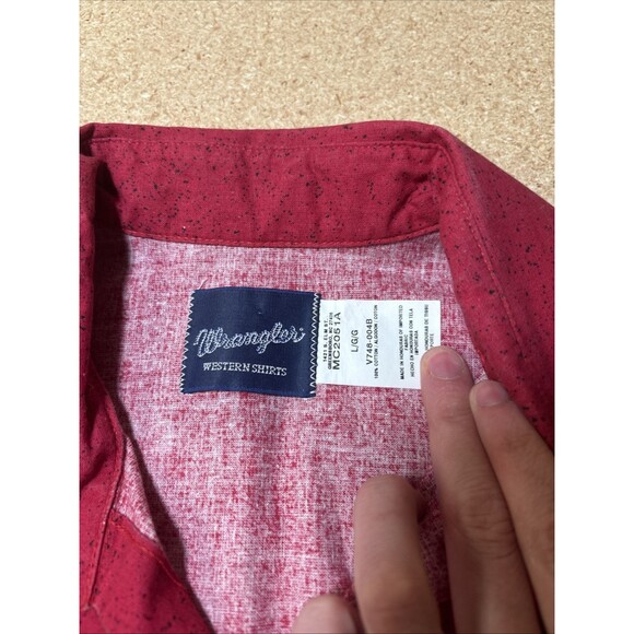 Vtg Red WRANGLER WESTERN SHIRT Sz L Pearl Snap Bull Riding Flames Cowboy - Picture 3 of 6